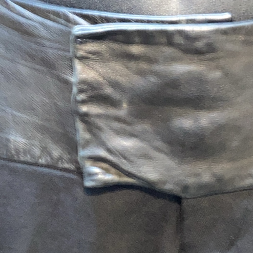 ALVIN VALLEY LEATHER WAISTBAND/TRIM BLACK DRESS PANTS SZ 31 W/38 - Picture 2 of 12